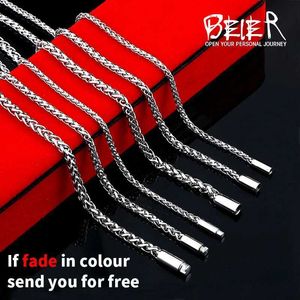 Pendant Necklaces Beier 3mm/4mm/5mm/6mm Width 316L Stainless Steel Men Boy Spiga Plait / Popcorn Necklace Keel Chain Silver Color BN1074 240330