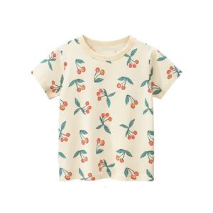 2-8t Flower Kid Girls T-shirt Toddler Summerkläder Spädbarn Kort ärm Topp Söt söt bomullstshjorta Childrens Tee Outfits 240326