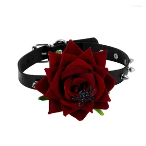 Choker Black Adjustable Leather Punk Gothic Collar Necklaces Sexy Rose Spider Halloween Costume Jewelry Accessories For Women