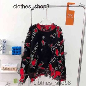 Sonbahar Tasarımcı Hoodies Balencigs Fashion Men's Sweaters 2024 En son yün örgü deliğinin doğru versiyonu kesilmiş kesim turu xh0e