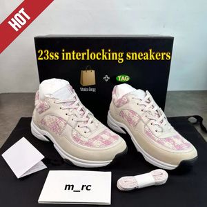 Luxo baixo designer sapatos 23s tênis casuais preto branco cinza prata rosa ecru turquesa laranja camurça amarelo mulheres 23s treinadores interligados sapato esportivo ao ar livre