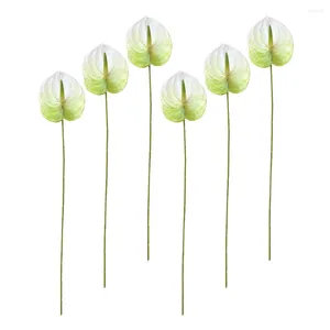 Flores decorativas 6 Pcs Simulação Antúrio Andraeanum Moldagem por Injeção de Planta Falsa