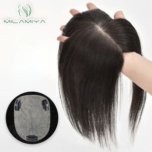 Topper Frauen -Perückenclip in Haar Stück Frauen echtes Haarstück handgefertigtes leichtes atmungsaktives Haar Verschluss Haar ergänzende Set Frauen