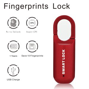 Lock Smart Fingerabdruck Vorhängeschloss Schlüssellose USB wiederaufladbares Fingerabdruckschlos