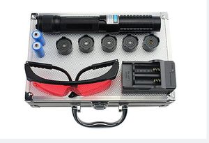 Strong Power Military 500000m Blue Laser Pointers 450nm Lazer Beam Ficklight Lights Camping and Mountaineering Equipment Wicked Lazer Torch+Free Glasses+Present Box