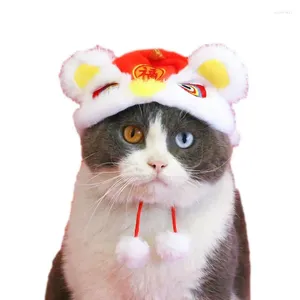 Cão vestuário animal de estimação traje chapéu quente leão headwear cosplay para festa de ano natal po adereços chinês