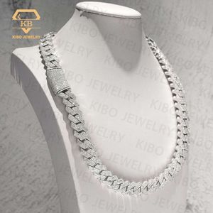 Mrożony Mossanite Diamentowy Naszyjnik biżuterii dla mężczyzn Hip Hop 14 mm 925 Sterling Srebrny VVS MOISSANITE Cuban Link Chain