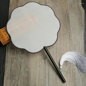 Estatuetas decorativas diy em branco branco natural leques de mão de seda alça de ébano traje tradicional chinês hanfu dança fã pinturas adultas