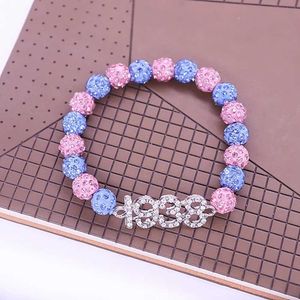 Chain Fashion Pink Blue Crystal Family member JJ Group 1938 Jack Bracelet Jewelry Q240401