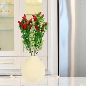 Flores decorativas 6 Pcs Espetos de Pimentão Pimenta Artificial Falso Chill Bouquet Hastes Plástico Decoração DIY