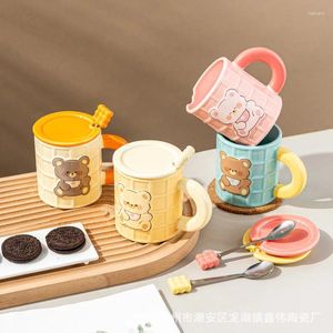Tassen Kreative Keksbär Keramiktasse mit hohem ästhetischem Wert Becherdeckel Löffel Paar Wasser Büro Kaffee