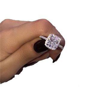 Choucong Promise Ring Sterling Sier Cushion Cut 3ct 다이아몬드 약혼 웨딩 밴드 반지를위한 남녀 보석