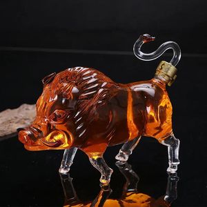 Novely Wild Boar Shaped Animal Lead-Free Glass Whisky Decanter för sprit Scotch Bourbon DDC-211 240318