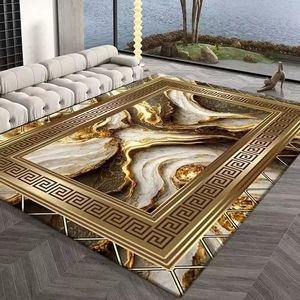 Golden Abstract dywan luksusowy dekoracja sypialni Duże dywaniki sofa dywany boczne do salonu miękki puszysty mata podłogowa 240401