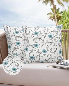 Poduszka niebieska kwiatowy wzór Wodoodporna poduszka sofa do domu