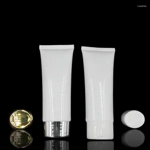 Förvaringsflaskor tom 100 g 100 ml plastpressrör vit makeup förpackning ansiktsrengöring hand grädde emulsion återfyllbar mjuk