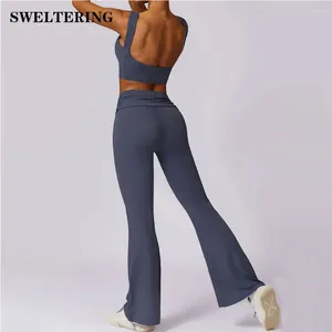 Conjuntos ativos roupas de yoga atlético wear feminino leggings de cintura alta e topo conjunto de duas peças ginásio treino push up roupas de treino de fitness