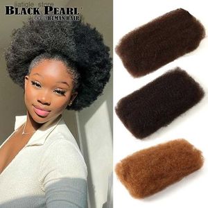 Syntetiska peruker Black Pearl Remy Afro Kinky Curly Locks Hair S Affordable Afro Kinky Bulk Human Hair Auburn Color för flätning Dreadloc Y240403