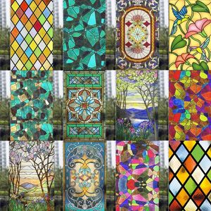 Window Stickers Colorful Stained Frosted Glass Film Modern Art Geometry Pattern Opaque Self-adhesive European Home Decor Privacy