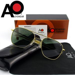 Qualidade superior do exército americano militar piloto ao óculos de sol lente vidro dos homens marca designer condução óculos masculino op55 op57 240327