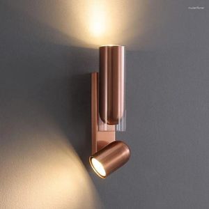 Wall Lamp Stainless Steel Led Spotlights Modern Adjustable Angle Black Rose Gold Light Fixture Aisle Stair Bedside Sconces