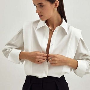 2023 Design Sense Nicchia Camicia dimagrante per pendolari francesi europei e americani ad angolo retto per la primavera da donna a maniche lunghe con un senso di