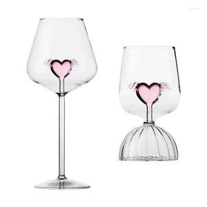 Bicchieri da vino Calice da cocktail rosso Calice in vetro 3D Love Heart Accessori da cucina multifunzionali per champagne