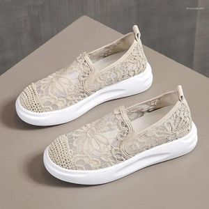 Sapatos casuais deslizamento em mocassins malha feminina respirável plana calçado feminino sapato urbano primavera com designer de alta qualidade 39