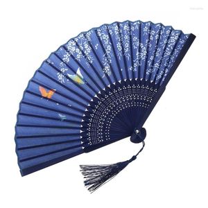 Dekorativa figurer Elegant Silk Fan Party Wedding Dancing Handheld Tassels Fabric Sleeve Supply 594C
