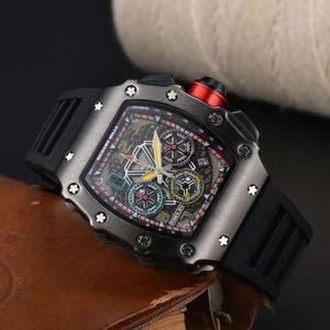 2024 Men's New Wine Bucket Six Pin Multi Functional Silicone Tape Quartz Watch