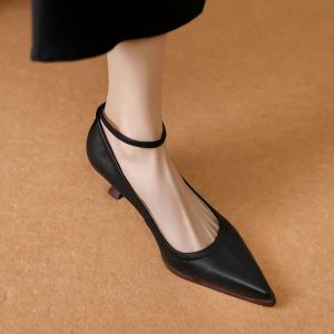 Boots 2023 Spring/summer Cow Leather High Heels Woman Shoes Thin Heel French Pointed Toe Shallow Shoes Women Pumps Handmade Stiletto