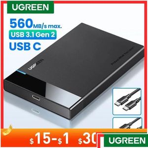 HDD Enclosures Ugreen Case 2.5 SATA till USB 3.0 Hårddiskhöljet för SSD Disk Box C 3.1 Gen 2 HD Extern 240322 Drop Leverans Comp OTBE4
