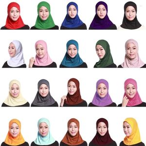 Sciarpe 652F Musulmano Cotone Per Avvolgere la Testa Turbante Moda Stretch Mini Hijab Cap Foulard Islamico Colore Solido Underscarf Cofani cappello