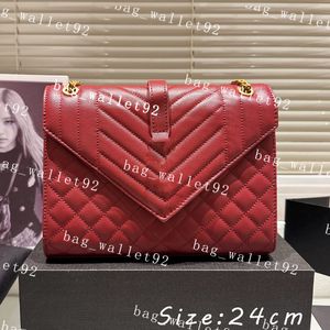ハンドバッグクロスボディショルダーバッグ女性のためのデザイナー贅沢な赤い財布22-24cmゴールドまたはシルバーチェーンプレーンPUレター合成革の夏のギフトファッションイブニングバッグ