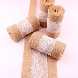 Natural Vintage Jute Linen Hessian Burlap Table Cloth Runner Country Event Wedding Decoration Party Decor Supplies