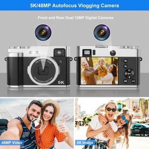 Cattura foto e video straordinari con la nostra fotocamera digitale 5K - Perfetta per Vlogging e YouTube - Messa a fuoco automatica, 48 MP, zoom 16X, scheda SD, 2 batterie, mirino, quadrante di modalità