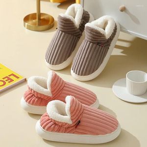 Slippers Winter Men's And Women's Fleece Thick Soled Warm Shoes Waterproof Non-slip Dirty Household Cotton