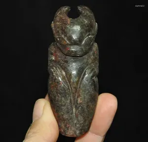 Dekorativa figurer China Hongshan Culture Old Jade Hand-Carved Sun God Sacrifice Staty Pendant