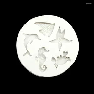 Baking Moulds Starfish Seahorse Dolphin Crab Silicone Sugarcraft Mold Fondant Cake Decorating Tools Soap