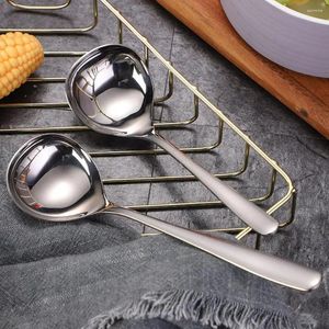 Colheres 2 Pcs Conjunto de Concha de Sopa de Aço Inoxidável Espessado Punho Longo Borda Redonda Máquina de Lavar Louça Colher de Molho Seguro