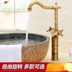 Bathroom Sink Faucets Swivel Faucet Cold And European-style All-copper Antique Basin Single-hole Copper