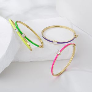 Braccialetti Hecheng, braccialetto caramelle per braccialetto per il cuore del cuore per donne Rose Neon Green Enamel Bracciale