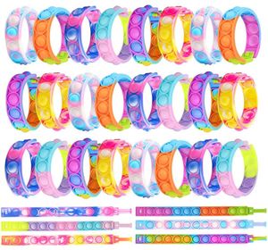 Bubble Toy Armband Silicone Wearable Push Sensory Toys Stress Relief Finger Press Silicone Wristband för barn och vuxna ADHD Lägg till autism ångest1937060