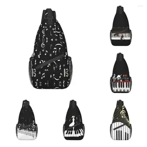 Backpack Music Note Design Crossbody Sling Men Custom Fashion Piano Keys Shoulder Chest Bag For Cycling Camping Daypack