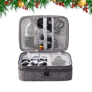 Storage Bags 3 Layers Electronics Accessories Organizer Carrying Case Box U Disc Puch