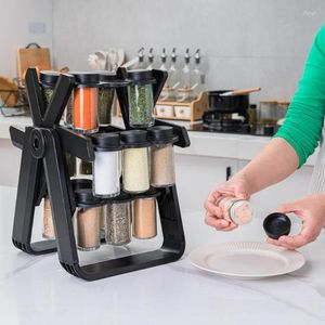 Förvaringsflaskor 18 med flaskeferrishjul roterande plast Turn Spice Rack set kryddor containrar burk