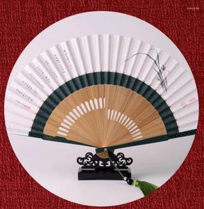 Dekorativa figurer Kinesisk stil Fällbar fläkt för kvinnor Bomullsduk Klassisk bläck Bambu Bröllopshantverk Hem Daglig Använd Manual