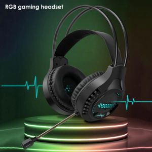 Headphones New RGB USB 3.5mm Wired Gaming Headset For Xbox Series X/Xbox Series S/Xbox One/PS5 PS4/PC Game Consoles Adjustable Mic Headset