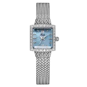 Fashion womens watch light luxury square quartz watch feminine stainless steel strap