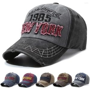 Ballkappen Distressed Faded Letter Stickerei Baseball Outdoor Sports Frühling Sommer Sonnenhüte Mann Frauen YORK 1985 Trucker